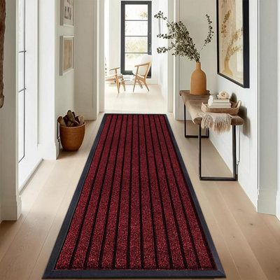 Bedlooms Burgundy Rubber Runner Mat 80X300Cm Non-Slip Floor Protection Extra Long Hallway & Commercial Mat from B&Q