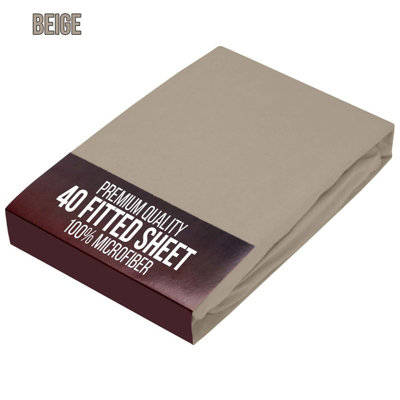 Bedlooms Single Fitted Sheet 40Cm Extra DeepSoft Microfiber Deep Pocket Elasticated Bed Fitted Sheets Beige91X190 Cm