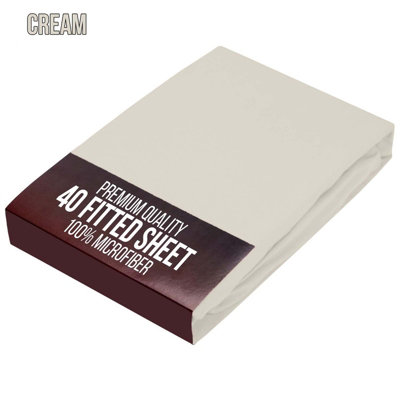 Bedlooms King Fitted Sheet 40Cm Extra DeepSoft Microfiber Deep Pocket Elasticated Bed Fitted Sheets Cream152X200 Cm