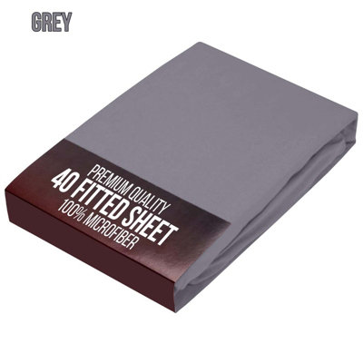 Bedlooms King Fitted Sheet 40Cm Extra DeepSoft Microfiber Deep Pocket Elasticated Bed Fitted Sheets Grey152X200 Cm