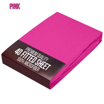 Bedlooms Single Fitted Sheet 40Cm Extra DeepSoft Microfiber Deep Pocket Elasticated Bed Fitted Sheets Pink91X190 Cm