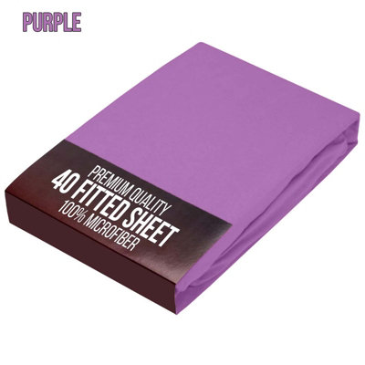 Bedlooms Double Fitted Sheet 40Cm Extra DeepSoft Microfiber Deep Pocket Elasticated Bed Fitted Sheets Purple137X190 Cm