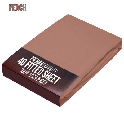 Bedlooms King Fitted Sheet 40Cm Extra DeepSoft Microfiber Deep Pocket Elasticated Bed Fitted Sheets Peach152X200 Cm