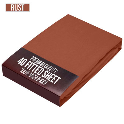 Bedlooms King Fitted Sheet 40Cm Extra DeepSoft Microfiber Deep Pocket Elasticated Bed Fitted Sheets Rust152X200 Cm
