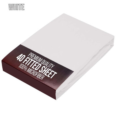 Bedlooms Single Fitted Sheet 40Cm Extra DeepSoft Microfiber Deep Pocket Elasticated Bed Fitted Sheets White91X190 Cm
