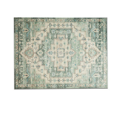 Bedlooms Ember Cashmere Rug 60X110CmTribal Geometric MedallionAnti SlipStain ResistantLarge Kitchen & Door Mat from B&Q