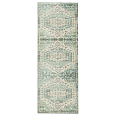 Bedlooms Ember Cashmere Rug 80X150CmTribal Geometric MedallionAnti SlipStain ResistantCorridor & Hallway Runner from B&Q