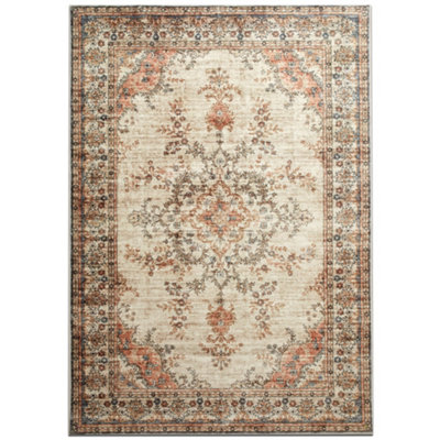 Bedlooms Timeless Cashmere Rug 120X170CmVintage Floral MedallionAnti-SlipStain ResistantBed & Dining Room Carpet from B&Q