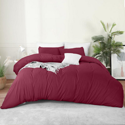 Bedlooms Burgundy Cotton Duvet Cover SetBreathable & Anti-Allergic Bedding SetSingle 135X200Cm from B&Q