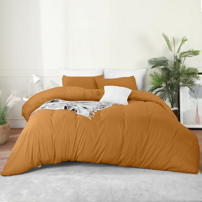 Bedlooms Ochre Cotton Duvet Cover SetBreathable & Anti-Allergic Bedding SetDouble 200X200Cm from B&Q