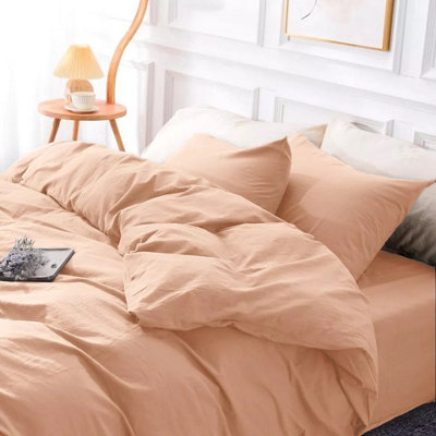 Bedlooms Peach Cotton Duvet Cover SetBreathable & Anti-Allergic Bedding PackSingle 135X200Cm from B&Q