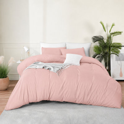Bedlooms Peach Cotton Duvet Cover SetBreathable & Anti-Allergic Bedding PackSuper King 260X220Cm from B&Q
