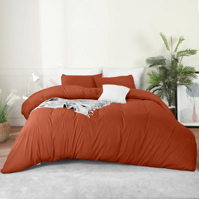 Bedlooms Rust Cotton Duvet Cover SetBreathable & Anti-Allergic Bedding PackSingle 135X200Cm from B&Q