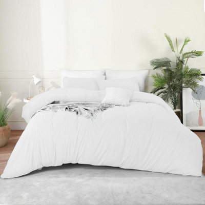Bedlooms White Cotton Duvet Cover SetBreathable & Anti-Allergic Bedding PackSingle 135X200Cm from B&Q