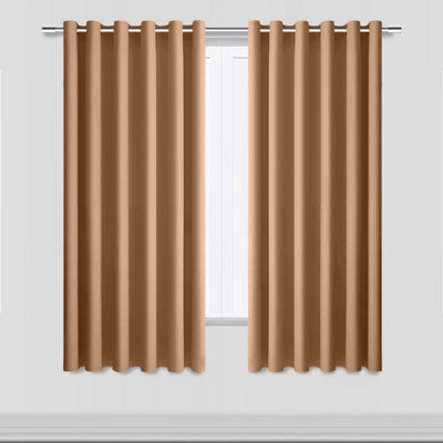 Bedlooms Beige Thermal Insulated Blackout Window Eyelet Curtain (Pair) 66 X 54 Inches With Tie Backs Two from B&Q