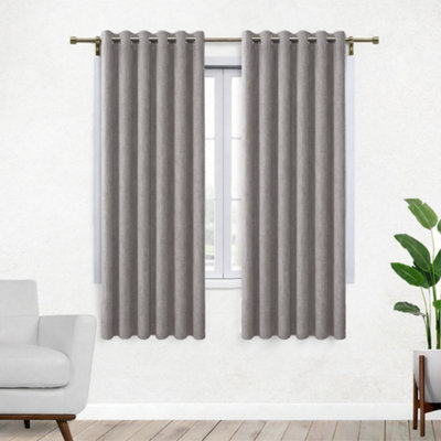 Bedlooms Mocha Linen Curtain 100% Blackout Thermal Insulated Eyelet Curtain (Pair) 46 X 54 Inches With Tie Back Two from B&Q