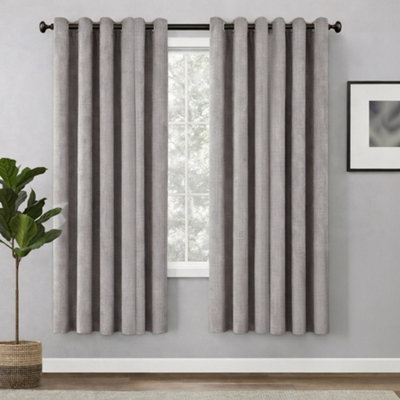 Bedlooms Mocha Linen Curtain 100% Blackout Thermal Insulated Eyelet Curtain (Pair) 66 X 54 Inches With Tie Back Two from B&Q