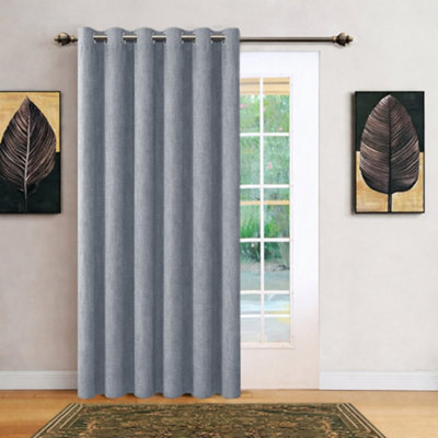 Bedlooms Grey Linen Curtain 100% Blackout Thermal Insulated Eyelet Single Curtain Panel 66 X 84 Inches With Tie Back from B&Q