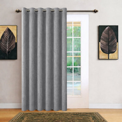 Bedlooms Charcoal Linen Curtain 100% Blackout Thermal Insulated Eyelet Single Curtain Panel 66 X 84 Inches With Tie Back from B&Q
