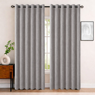 Bedlooms Mocha Linen Curtain 100% Blackout Thermal Insulated Eyelet Curtain (Pair) 66 X 90 Inches With Tie Back Two from B&Q