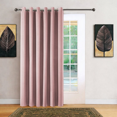 Bedlooms Blush Pink Linen Curtain 100% Blackout Thermal Insulated Eyelet Door Curtain Single Panel 66 X 84 Inches With Tie Back from B&Q