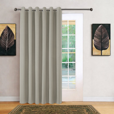 Bedlooms Mink Neutral Linen Curtain 100% Blackout Thermal Insulated Eyelet Door Curtain Single Panel 66 X 84 Inches With Tie Back from B&Q