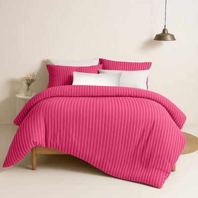 Bedlooms Pink Stripe Duvet Cover SetReversibleBreathable & Hypoallergenic Bedding PackSingle 135X200Cm from B&Q