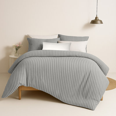 Bedlooms Silver Stripe Duvet Cover SetReversibleBreathable & Hypoallergenic Bedding PackSingle 135X200Cm from B&Q