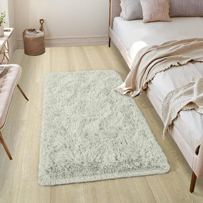 B&Q -  Cream Non-Slip Shaggy Runner Rug 60X110CmModern Area Rugs Living Room Bedroom Hallway Rugs