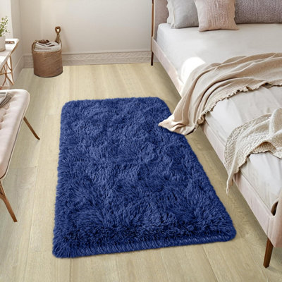 B&Q -  Navy Non-Slip Shaggy Runner Rug 60X110CmModern Area Rugs Living Room Bedroom Hallway Rugs