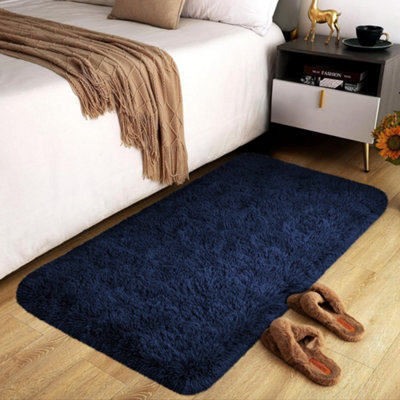 B&Q -  Navy Non-Slip Shaggy Runner Rug 60X220CmModern Area Rugs Living Room Bedroom Hallway Rugs