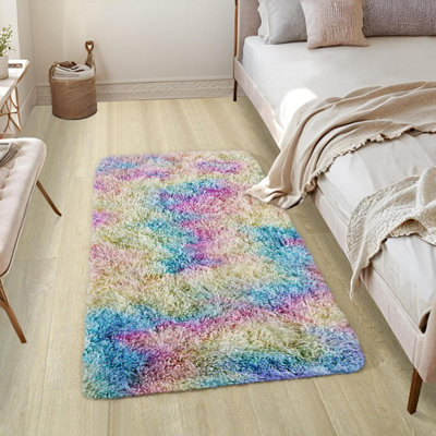 B&Q -  Rainbow Non-Slip Shaggy Runner Rug 60X220CmModern Area Rugs Living Room Bedroom Hallway Rugs
