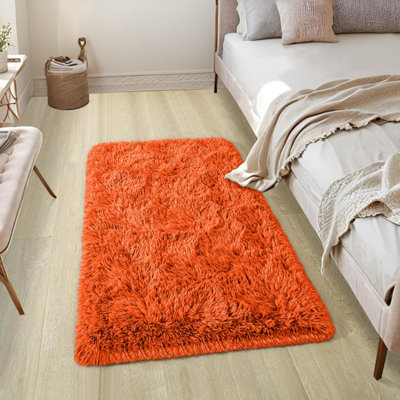 B&Q -  Rust Non-Slip Shaggy Runner Rug 60X110CmModern Area Rugs Living Room Bedroom Hallway Rugs