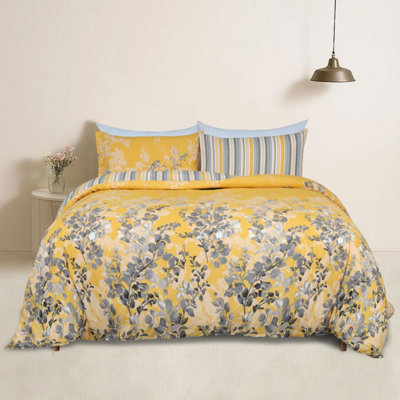 Bedlooms Ochre Floral Printed Duvet Cover SetReversible & Hypoallergenic Bedding PackKing 230X220Cm from B&Q