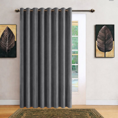 Bedlooms Charcoal Velvet Curtain Blackout Thermal Insulated Eyelet Door Curtain Single Panel 66 X 84 Inches With Tie Back from B&Q