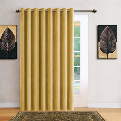 Bedlooms Ochre Velvet Curtain Blackout Thermal Insulated Eyelet Door Curtain Single Panel 66 X 84 Inches With Tie Back from B&Q