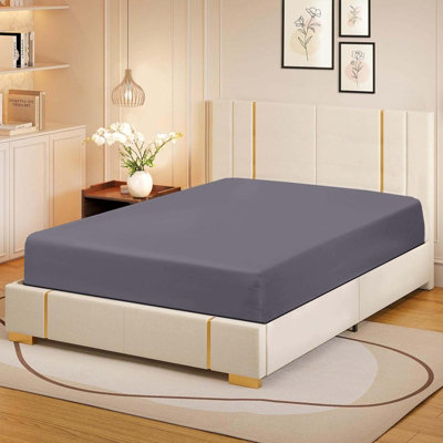 Bedlooms King Fitted Sheet 30Cm Extra Deep-Brushed Microfiber Deep Pocket Elasticated Fitted Bed Sheets Charcoal152X200Cm