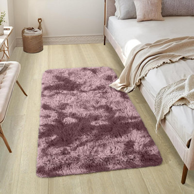 B&Q -  Tie Dye Pink Non-Slip Shaggy Runner Rug 60X110CmModern Area Rugs Living Room Bedroom Hallway Rugs