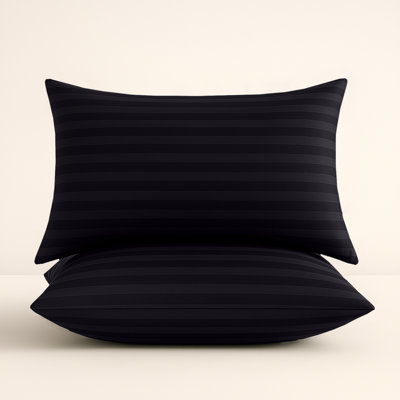 Bedlooms Black Satin Stripe Pillowcase PairSoft Touch Striped Pillow Covers Skin Friendly Pillowcase Bedding Set 50X75 Cm from B&Q