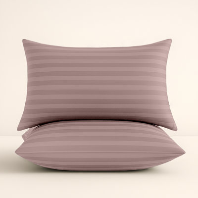 Bedlooms Peach Satin Stripe Pillowcase PairSoft Touch Striped Pillow Covers Skin Friendly Pillowcase Bedding Set 50X75 Cm from B&Q