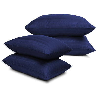 Bedlooms Navy Satin Stripe Pillowcase 2 PairSoft Touch Striped Pillow Covers Skin Friendly Pillowcase Bedding Set 50X75 Cm from B&Q