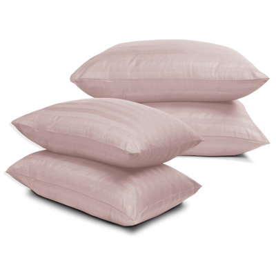 Bedlooms Peach Satin Stripe Pillowcase 2 PairSoft Touch Striped Pillow Covers Skin Friendly Pillowcase Bedding Set 50X75 Cm from B&Q