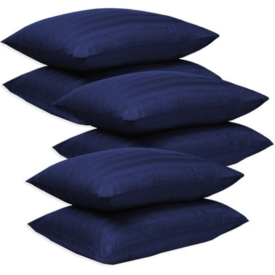 Bedlooms Navy Satin Stripe Pillowcase 3 PairSoft Touch Striped Pillow Covers Skin Friendly Pillowcase Bedding Set 50X75 Cm from B&Q
