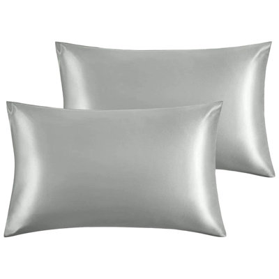 Bedlooms Satin Silk Pillowcase Grey PairAnti Wrinkle Pillow Covers For Hair & Skin Friendly Pillowcases Bedding Set 50X75 Cm