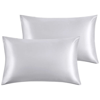 Bedlooms Satin Silk Pillowcase Silver PairAnti Wrinkle Pillow Covers For Hair & Skin Friendly Pillowcases Bedding Set 50X75 Cm