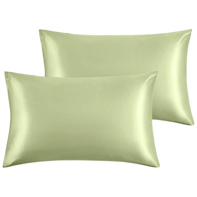Bedlooms Satin Silk Pillowcase Mint 2 PairAnti Wrinkle Pillow Covers For Hair & Skin Friendly Pillowcases Bedding Set 50X75 Cm