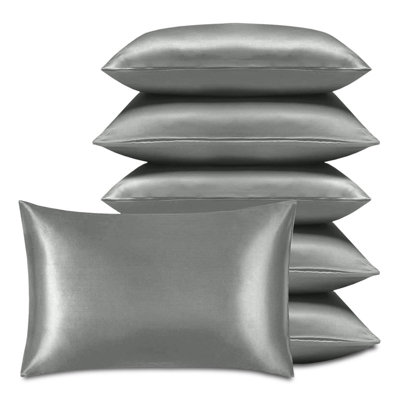 Bedlooms Satin Silk Pillowcase Grey 3 PairAnti Wrinkle Pillow Covers For Hair & Skin Friendly Pillowcases Bedding Set 50X75 Cm