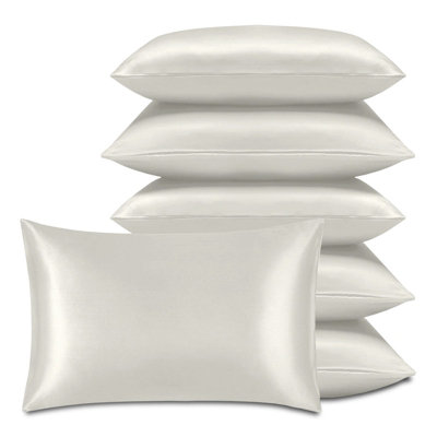 Bedlooms Satin Silk Pillowcase Ivory 3 PairAnti Wrinkle Pillow Covers For Hair & Skin Friendly Pillowcases Bedding Set 50X75 Cm