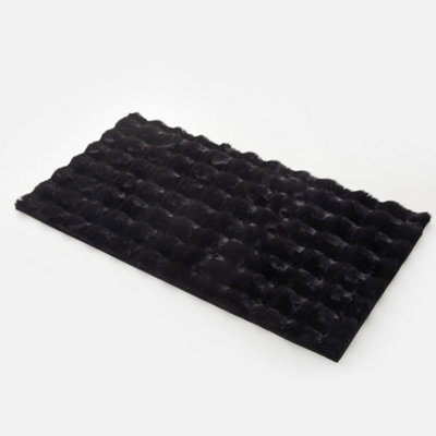 Bedlooms Black Bubble Shaggy Rug 60X110CmFluffy Thick Pile Area RugNon-Slip Backing Hallways Living Room Runner Rug from B&Q
