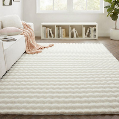 Bedlooms Cream Bubble Shaggy Rug 200X290CmFluffy Thick Pile Area RugNon-Slip Backing Bedroom Lounge Living Room Rug from B&Q
